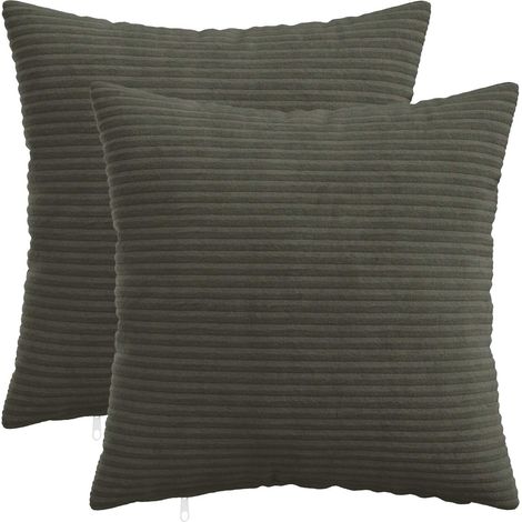 Irovami Lot de 2 housses de coussin, anthracite, velours côtelé, 35x35 cm (1/5)
