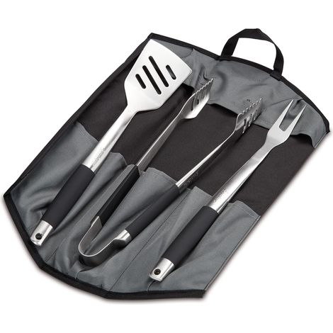 Enders Set Utensili BBQ 3 in 1 - Spatola, Pinze, Forchettone & Custodia includa - Set Premium: 3 Utensili da BBQ in acciaio inossidabile con rispettiva custodia per BBQ 8786 (1/4)
