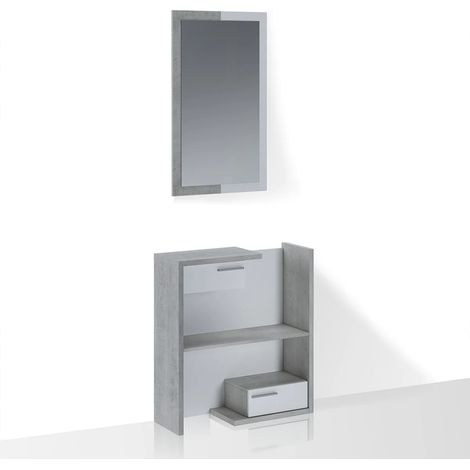 Mueble recibidor moderno con espejo y cajones Most Cement