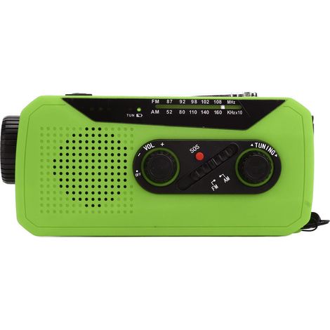 Wiederaufladbares Tarnradio, Solar- und Dynamo-Notfalltaschenlampe, tragbares Miniradio mit eingebautem Akku, EU-Grünmodell, CE+FCC+MSDS-zertifiziert. (1/5)