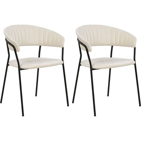 Set of 2 Dining Chairs MARIPOSA Velvet Off-White