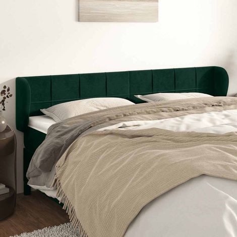 Kopfteil mit Ohren Dunkelgrün 203x23x78/88 cm Samt (1/5)