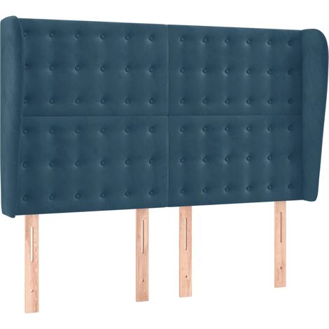Tête de lit,Panneau décoratif avec oreilles Bleu foncé 147x23x118/128 cm Velours CFW4155063 (1/5)