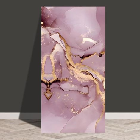 Lot de 10 papiers peints imperméables effet marbre rose 30x60cm, autocollants brillants amovibles à décoller et coller (1/5)