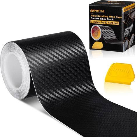 3D Carbon Fiber Vinyl Folie 7,6cm x 600cm Schwarz mit Rakel (1/5)