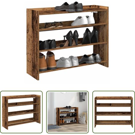 Rangement chaussures - Étagère à chaussures vieux bois 80x25x62 cm bois d'ingénierie (1/5)