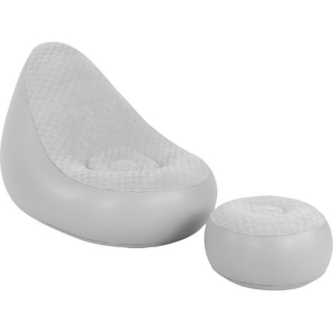Canapé Gonflable avec Repose-Pieds PVC Flocké Imperméable Pliable Confortable Gris pour Intérieur et Camping (1/5)