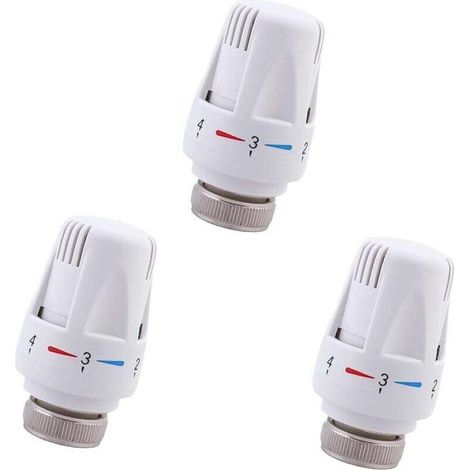 3PCS Tete Radiateur Thermostatique M30 x 1,5 Valves Thermostatiques pour Radiateur, Tête de Remplacement de Vanne de Thermostat de Radiateur pour Maison Bureau (1/4)