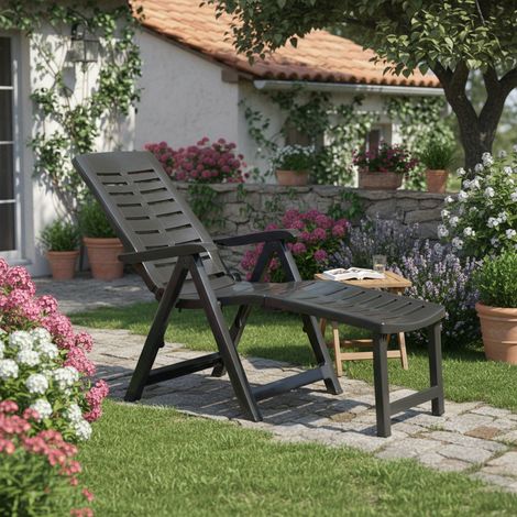 Tumbona Townley, Silla de Jardín Plegable con Reposapiés, Soporta 120 kg Made in Italy, Respaldo Ajustable, 60x60x109h cm (1/3)