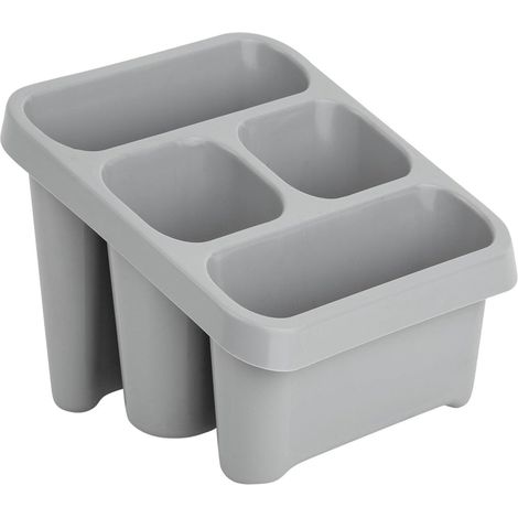 1 x Grey Sink Tidy Utensil Holder & Cutlery Drainer With 4 Compartments