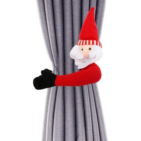 Velcro de Papá Noel para sujetar cortinas como regalo debajo del árbol de Navidad (1/4)
