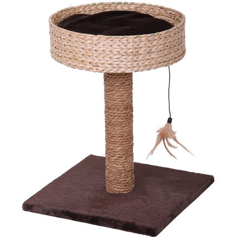 Griffoir moyen modèle Lilium naturel avec coussin amovible et pendentif pour chat