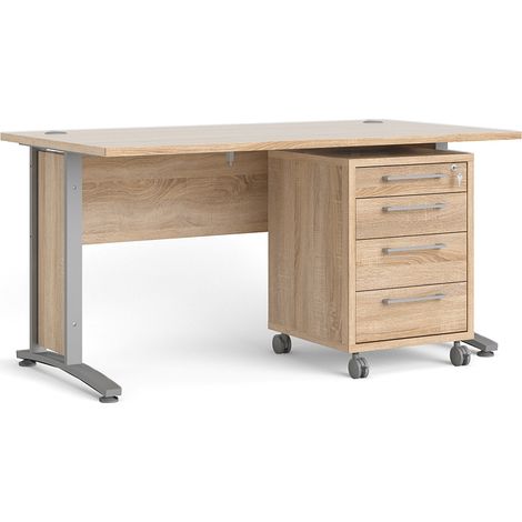 Prisme Schreibtisch mit Rollcontainer Eiche Dekor (1/5)