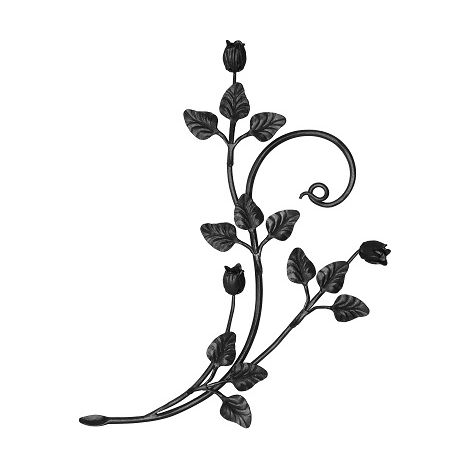 Deco Fer Forge – Panneau décoratif en fer forgé feuilles et roses – Hauteur 600mm, largeur 400mm, rond Ø10mm – Prêt à peindre pour créations extérieures