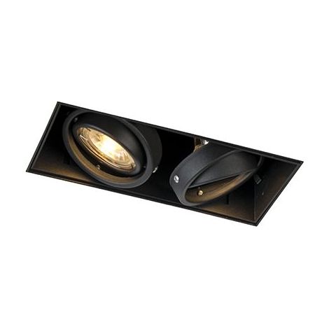 – Spot encastré noir GU10 orientable et inclinable – 2 x 50W – Pour plafond sans cadre – Intensité variable – Acier pour intérieur (1/5)