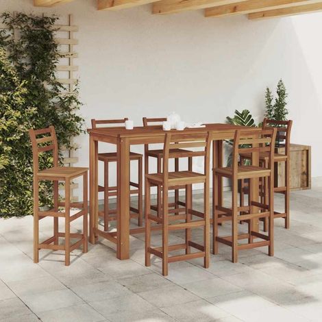 Table de bar en bois d’acacia massif, table à manger, finition huilée, 150 x 70 x 105 cm - PANGIVO (1/5)