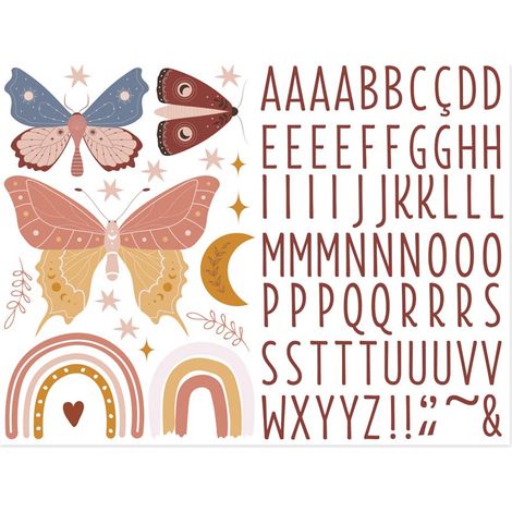 Autocollant Mural pour enfants avec prénom Papillons (1/2)