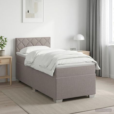 Cama con Base Tapizada, Colchón y Luz LED Topo 90 x 200 cm Tela (1/5)