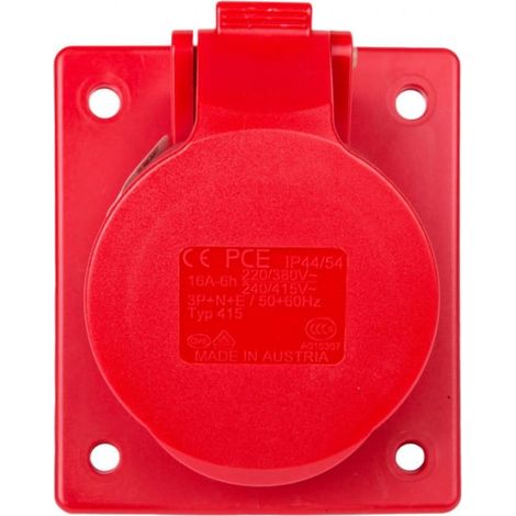 Presa angolare da pannello 16A 5P 400V /80x97/ rossa IP44 twist 415-6