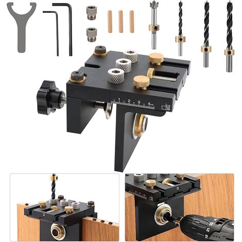 Kit gabarit 3 en 1 haute précision, guide de perçage polyvalent pour menuiserie, réparation meubles et tous travaux de bricolage (1/5)