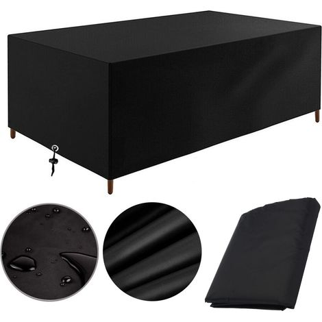 Housse de protection pour mobilier de jardin 225 x 116 x 82 cm - Bâche de protection pour tables, chaises et mobilier d'extérieur - Imperméable, coupe-vent, anti-UV et résistante au froid - Tissu Oxfo (1/5)