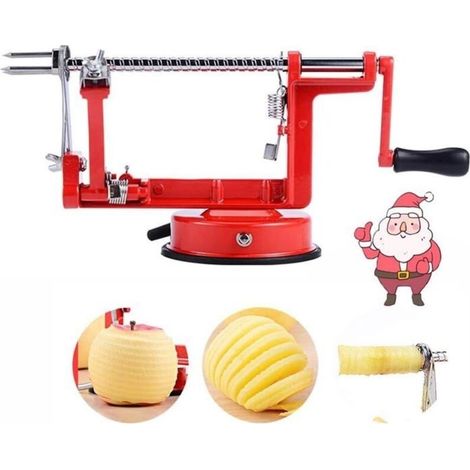 1-in-1 Apple/Potato Peeler, Stainless Steel Blades, Hand-Crank Apple Peeler (RED) (1/5)