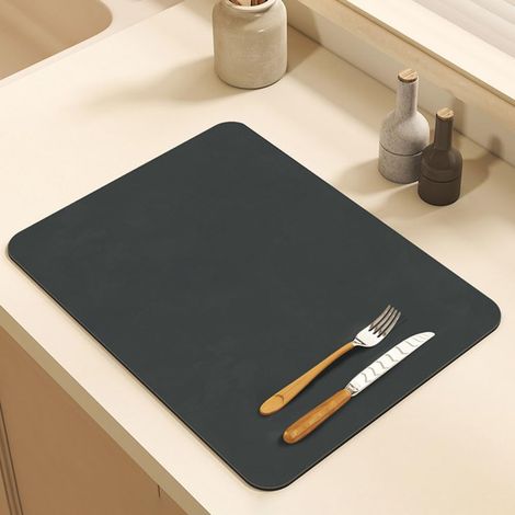 Tapis Egouttoir Vaisselle, Absorbant Vaisselle pour Comptoirs de Restaurant Cuisine Bar Café, Couleur Unie (Gris Foncé,40x50x2,5cm) Gris Foncé 40x50x2,5cm'Gris Foncé 40x50x2,5cm'Gris Foncé'40x50x2,5cm