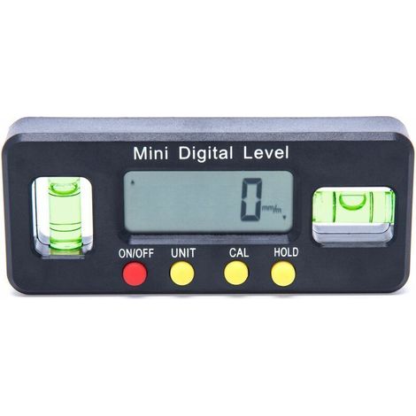 Elektronische Wasserwaage, digitaler Neigungsmesser mit Winkelmesser, mit Display, mit Magnetfuß, hohe Präzision, mit Messwertspeicherfunktion und Flip-Funktion.