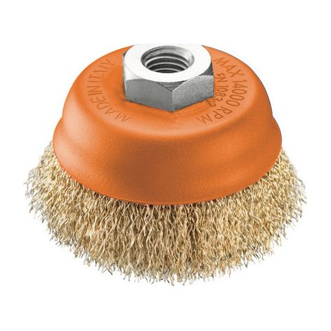 Cepillo de taza de 120 mm – Acero dorado M14 para amoladora – Brizo