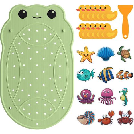 Tapis de bain antidérapant enfant avec 24 autocollants, lavable, 76x45cm (1/5)
