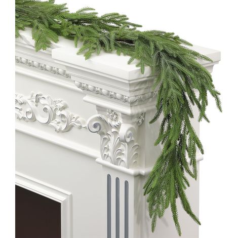 Künstliche Zederngirlande, grünes PE, 1,5 m, Partydekoration für Wand, Tür, Fenster, Kamin (1/5)