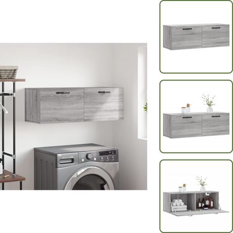 The Living Store Wandschrank Grau Sonoma 100x36,5x35 cm Holzwerkstoff - Holzwerkstoff (1/5)