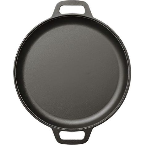 Poêle à frire en fonte pour barbecue et campingpoêle à crêpes et pizza antiadhésive à double poignéepoêle à steakporc et poulet (1/5)