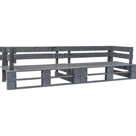 Canapé palette de jardin 2 places en bois de pin imprégné gris 220 x 66 x 55 cm - PANGIVO (1/3)