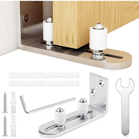 Guide de sol pour porte coulissante, sol réglable, guide de rouleau en acier au carbone, ferrure de porte coulissante avec outil pour système de porte coulissante, rail de porte coulissante, porte de (1/5)