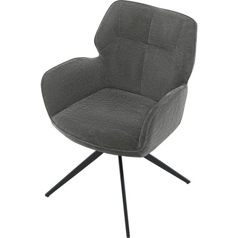 Lot de 2 chaises de salle à manger pivotantes, fauteuils avec pieds en métal, chaises de loisirs, tissu effet velours, gris foncé (1/5)