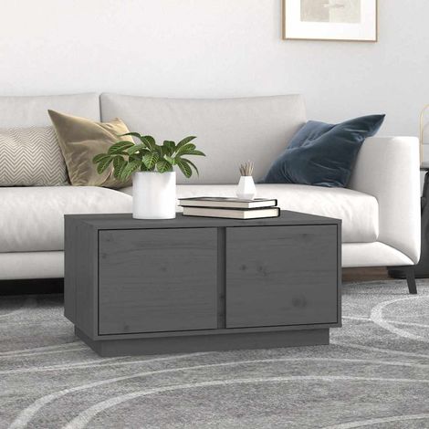 vidaXL Table basse Gris 80x50x40 cm Bois massif de pin (1/5)
