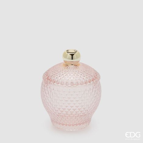 EDG Enzo De Gasperi Contenitore Decorativo Micro Quadretti Bombato H 14,5 Cm D 10,5 Cm Rosa