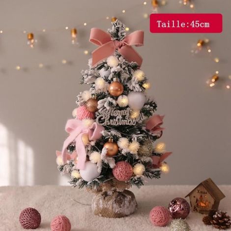 Mini Sapin de Noël - Rose - 45cm - Artificiel - Bureau - Décoration de Fête (1/5)