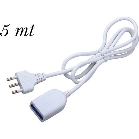 Prolunga Cavo Elettrico 5M Attacco 10A Ingresso Bipasso 10A-16A 1500W 250V