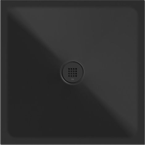 Receveur de douche en céramique carré 80x80x2cm, noir mat