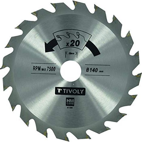Lame de Scie Circulaire Débit Ø 140mm, Alésage 20mm, 20 Dents Carbure, Bague de Réduction Ø12,7mm (1/2)