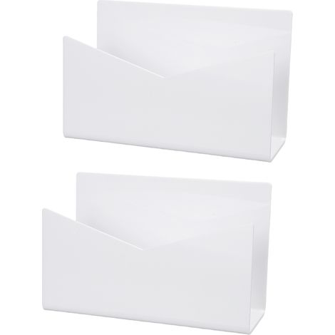 Lot de 2 organiseurs de courrier en acrylique blanc, porte-courrier vertical avec trieur de lettres et porte-enveloppes pour bureau, maison, école (1/5)
