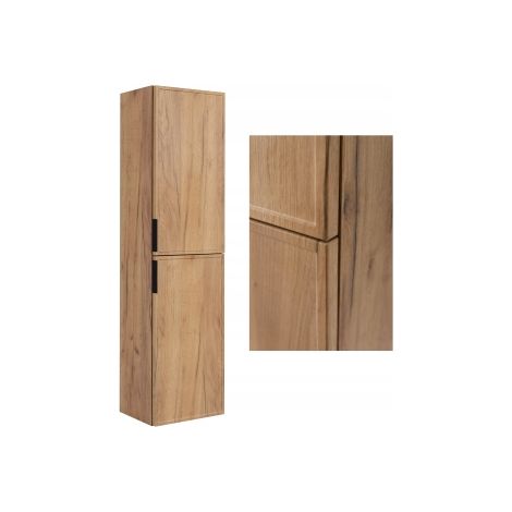 Rodan Hochschrank Bad Slim 136 cm, Braun, 27 x 35 x 136 cm, 3 Grifffarben inklusive, feuchtraumgeeignet, moderner Badschrank
