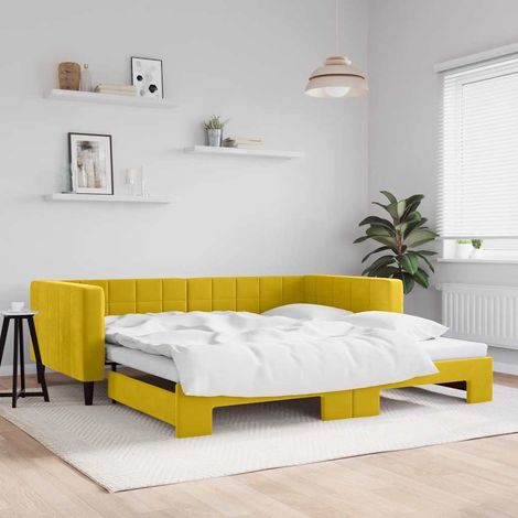 Tagesbett Ausziehbar Gelb 100x200 cm Samt (1/5)