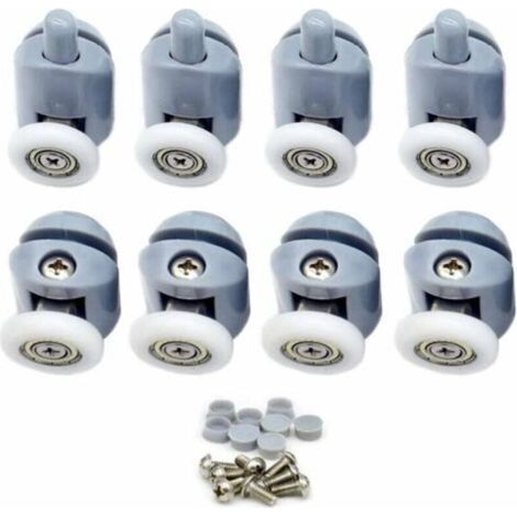 Polea deslizante para puerta de ducha, rueda doble para puerta de baño, 8 piezas, diámetro de la rueda 25, rueda superior individual y rueda inferior individual cada una - Crezuo