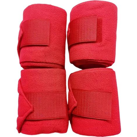 Bandes de protection élastiques pour membres antérieurs de cheval lot de 4 25 m accessoire d'équitation souple extérieur rouge (1/5)