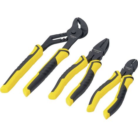 Stanley Set di 3 Pinze in Acciaio Spazzolato Ergonomico