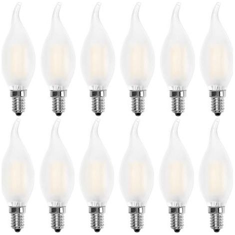 E14 LED Flame Bulb, Candle Shape, Warm White 2700K, 4W (40W Incandescent Equivalent), 400lm, Pack of 12 - LIAIKI