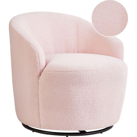 Drehsessel DAVIK Bouclé Pastellrosa